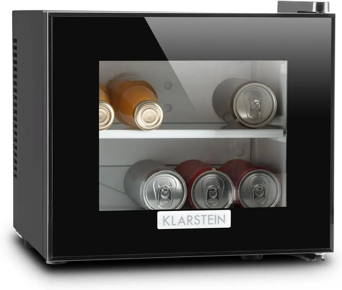 KLARSTEIN Frosty Compact - Mini Frigo 10L, Classe A, Doppio Vetro, LED, Nero
