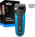 Rasoio Elettrico Braun Serie 3 310S Uomo, Wet&Dry, Lame Flessibili, Blu