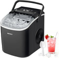 Macchina del Ghiaccio EUHOMY, 12kg/24h, Funzione Autopulente, 9 Cubetti in 6 Minuti, Due Dimensioni, Silenziosa, con Maniglia e Accessori, Colore Nero