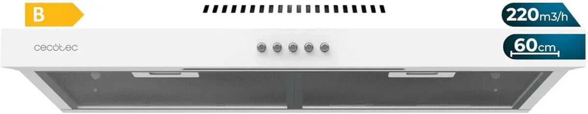Cappa Aspirante Cecotec 60 cm Bolero Flux Inox, 220 m3/h, 70W, Basso Consumo, 3 Velocit¨¤