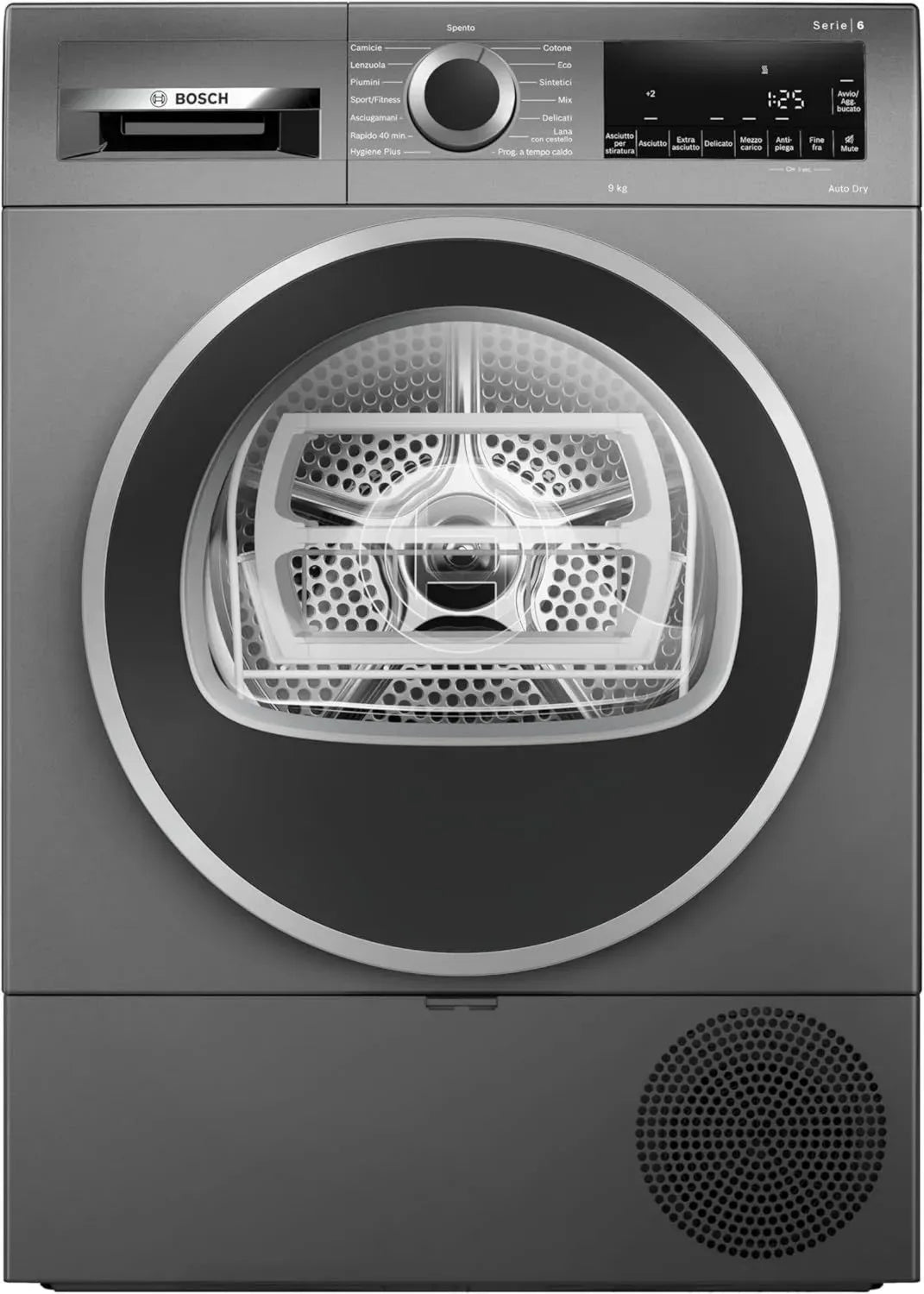 Bosch Serie 6 Asciugatrice a Pompa di Calore 9 kg, Classe C, Sensori Intelligenti, Filtro Facile, Opzione Mezzo Carico, Bianco