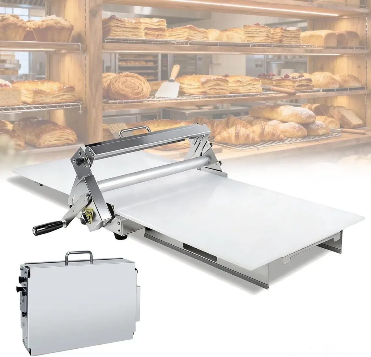 Macchina Sfogliatrice Manuale per Pasta, Compatta e Pieghevole, Ideale per Croissant e Pizza, Spessore Regolabile