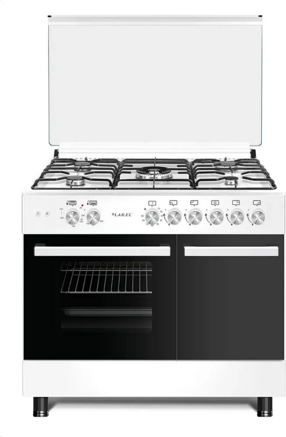 Cucina Bianca 90x60 cm con Forno Elettrico e Vano Bombola, 5 Fuochi
