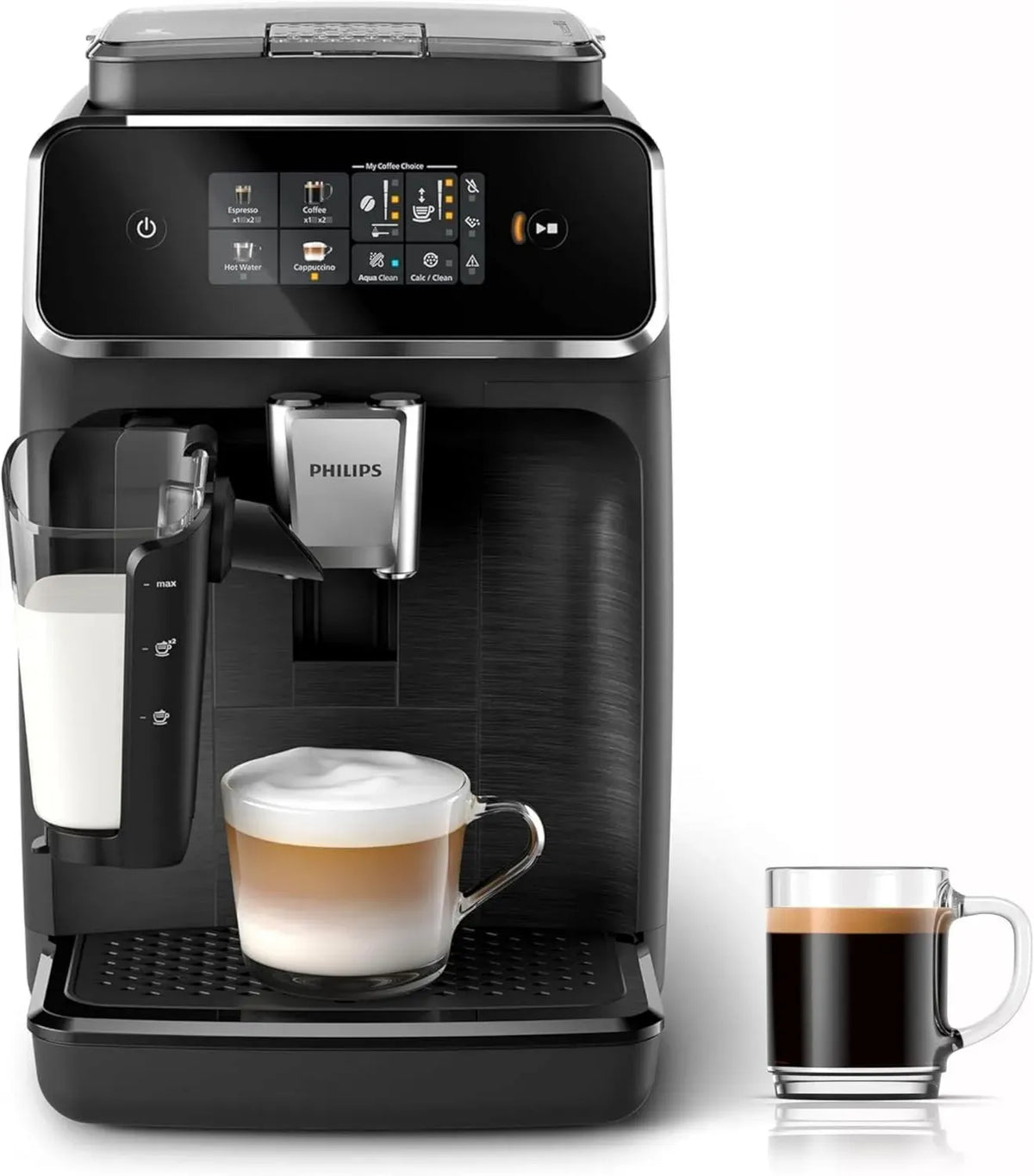 Philips Serie 2300 Macchina da Caff¨¨ Automatica con Display Touch e Sistema LatteGo, 4 Bevande, Macina in Ceramica, Filtro AquaClean, Nero Opaco