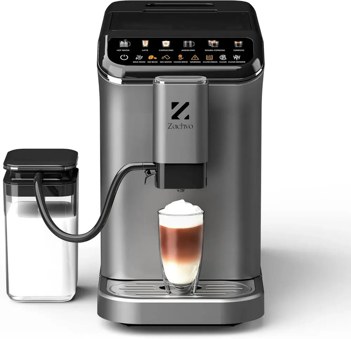 Macchina del Caff¨¨ Automatica con Macinacaff¨¨ Integrato, Sistema Schiumalatte, 15 Livelli di Macinatura, Doppia Caldaia, Facile da Pulire
