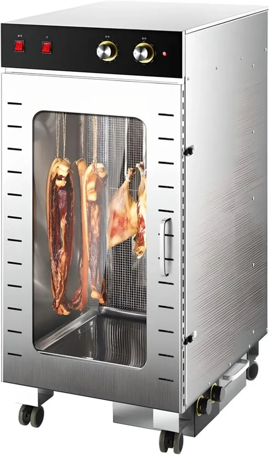 Essiccatore Rotante Professionale per Carne con Termostato e Timer Digitale, Controllo LED, Acciaio Inox
