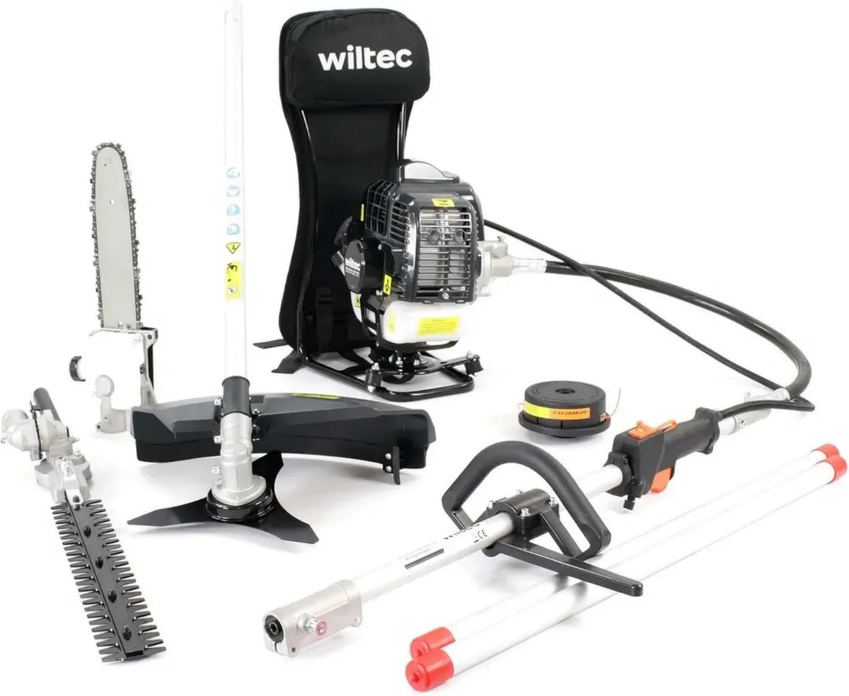 Wiltec Utensile da Giardinaggio 4 in 1: Tagliasiepi, Decespugliatore, Potatore, Tagliabordi