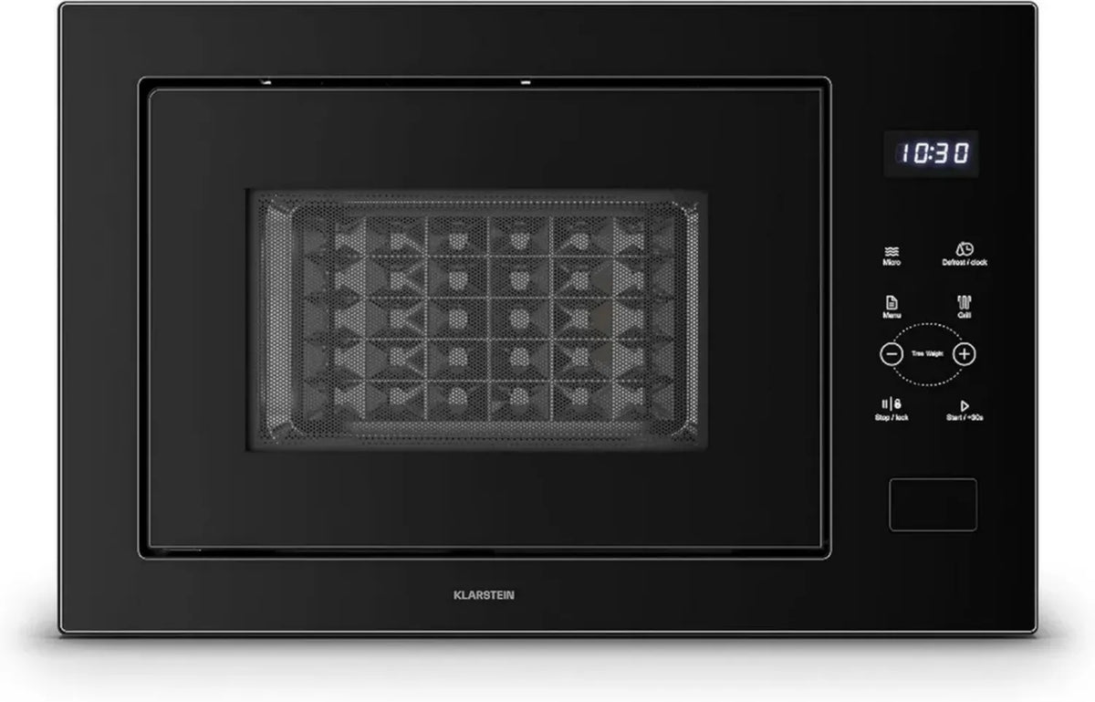 Microonde Incasso Klarstein Velaire con Grill, 25L, 850W, 1200W Grill, 8 Programmi Touch, Acciaio Inox Nero