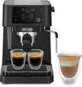 De'Longhi EC235.BK Macchina Espresso Manuale con Montalatte, Compatibile con Polvere e Cialde, Serbatoio 1L, 1100W, Acciaio Inox, Nero