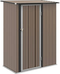 Ricovero Attrezzi Giardino in Acciaio con Porte Scorrevoli, 142x84x189cm, Marrone