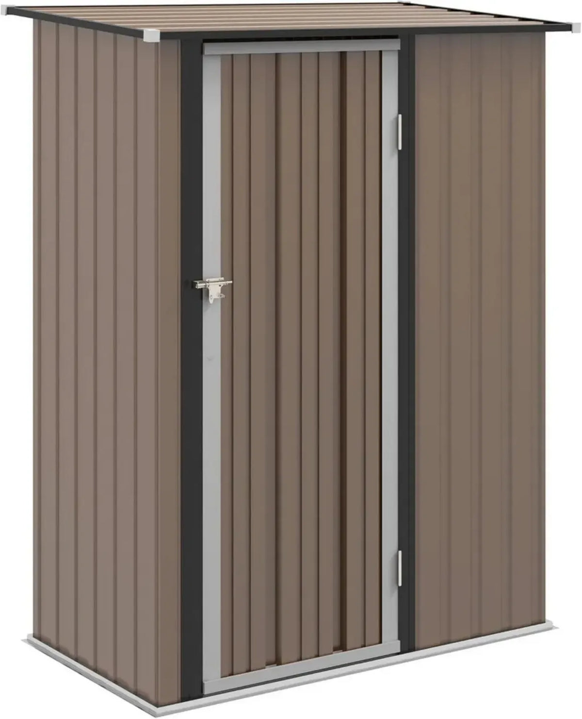 Ricovero Attrezzi Giardino in Acciaio con Porte Scorrevoli, 142x84x189cm, Marrone
