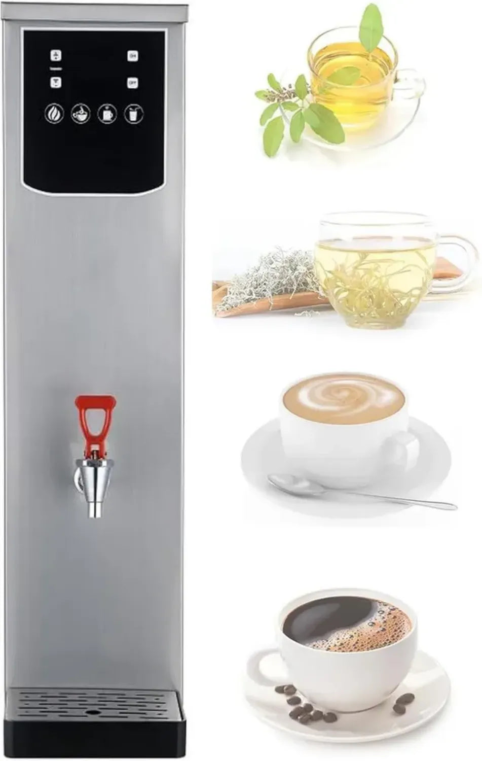 Bollitore rapido 2,5 kW in acciaio inox con rubinetto antigoccia per ufficio e mensa