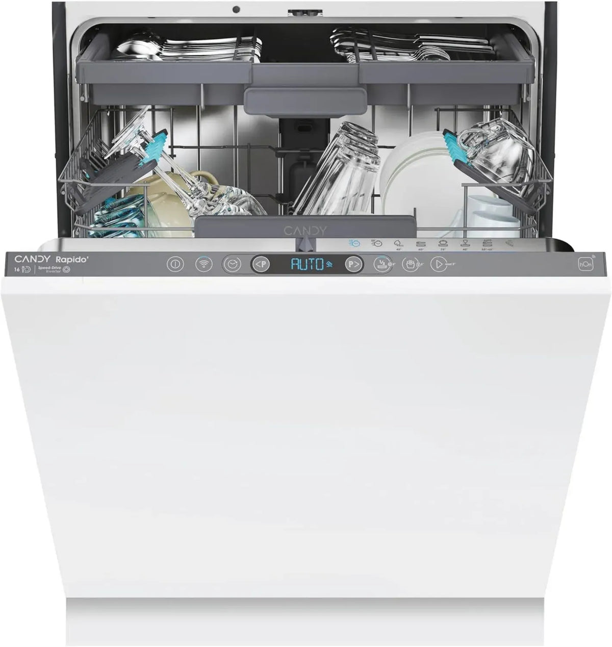 Lavastoviglie Incasso Candy 60 cm, 16 Coperti, Wi-Fi, 8 Programmi, Classe C, Bianca