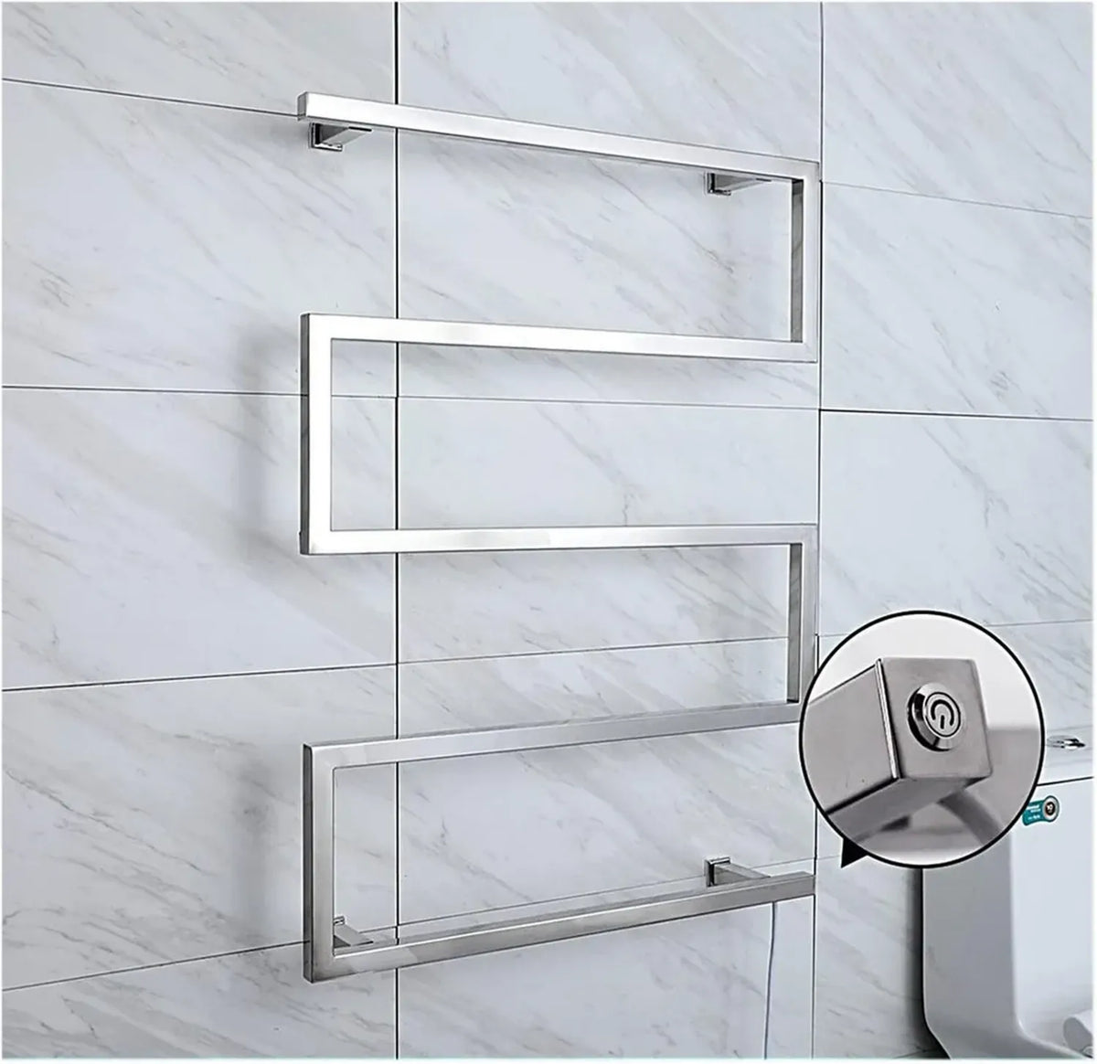 Termosifone Elettrico in Acciaio Inox con 5 Barre, Controllo a Interruttore, Argento, Installazione a Parete