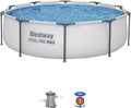 Piscina Rotonda Bestway MAX Steel Pro con Pompa Filtro, ? 3 m, Grigio