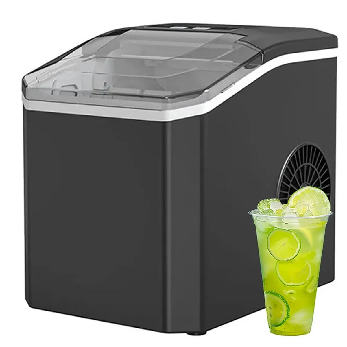 Macchina per Ghiaccio Portatile, Compatta e Veloce, Produzione 26 Libbre al Giorno, Autopulente, con Paletta e Cestello