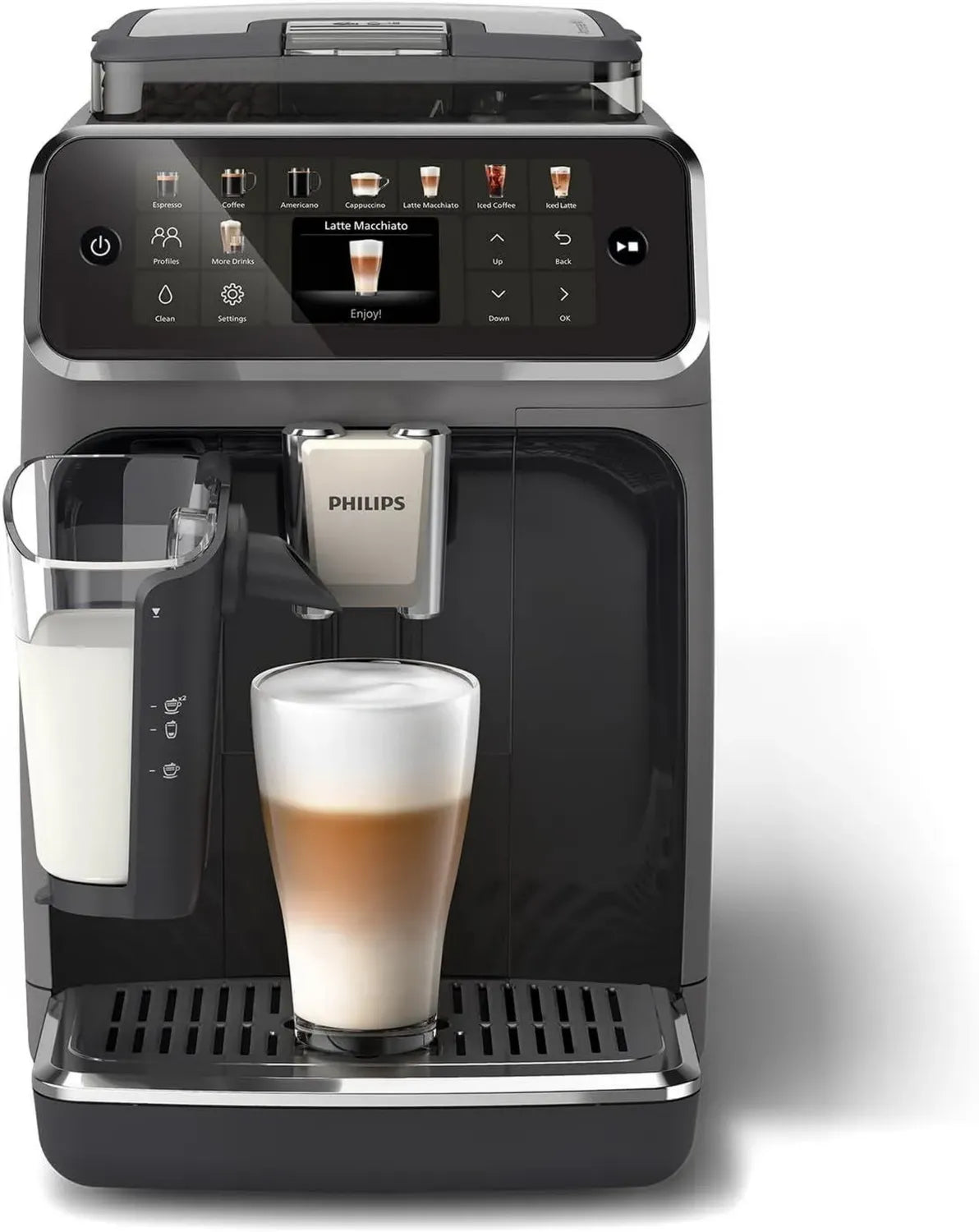 Macchina da caff¨¨ automatica Philips Serie 5500 con Sistema LatteGo, 20 Bevande Calde e Fredde, Silenziosa, Facile da Pulire, Grigio