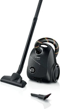 Aspirapolvere Bosch Serie 2 con Sacchetto, Materiale Riciclato, Filtro Igienico, 10 Anni Garanzia, 600W, Nero